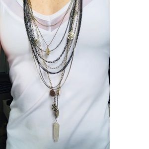 Free People Boho Chain and Crystal Necklace